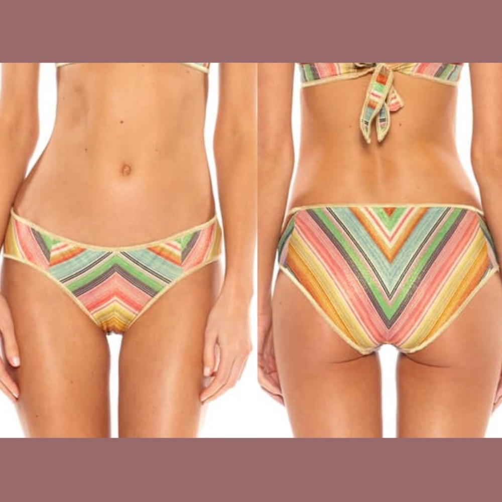 NWT Becca [SZ XL ] West Village Metallic Striped Hipster‎ Bikini Bottom